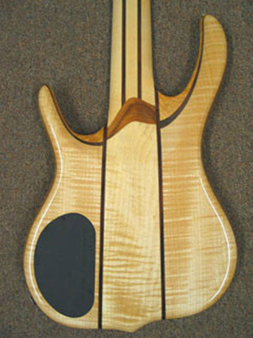 Western Quilted Maple Core Stock — Western Maple core between Walnut laminates and Tiger Maple top & back